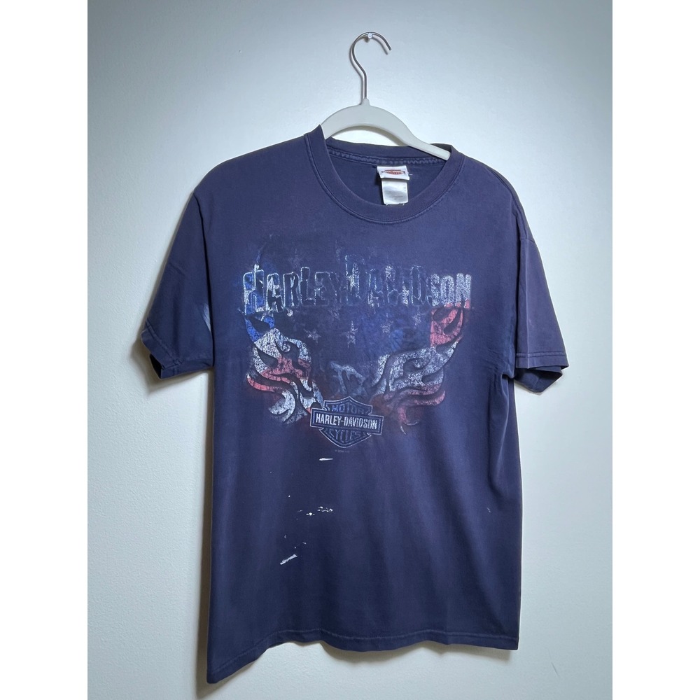 Vintage 2007 Harley Davidson Denali Alaska T-Shirt Navy Blue Hanes‎ Beefy-T